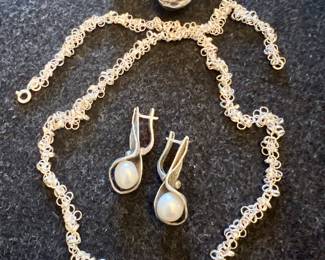 Sterling Silver Earrings & Necklace