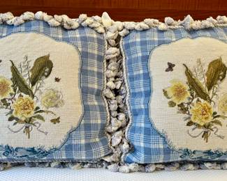 (2) Needlepoint Down Pillows