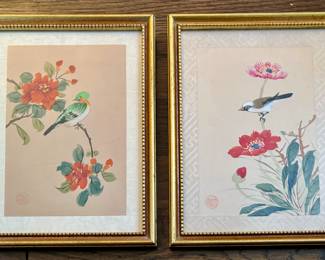 (4) Bird Paintings on Silk