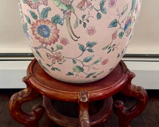 Asian Inspired Planter on Rosewood Stand