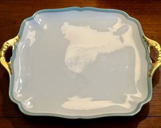 Royal York Celeste Platter with Gilt Handles