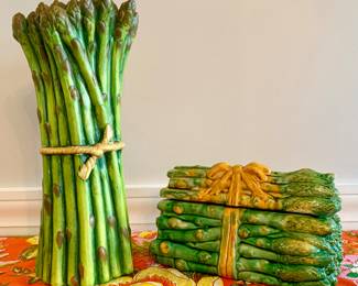 Left - Ceramic Asparagas Decor -- Right, Ceramic Asparagas Server
