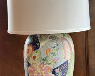 Ginger Jar Lamp with Lotus Flower