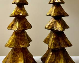 (2) Gold Xmas Trees