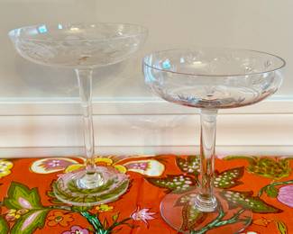 Vintage Etched Glass Compotes