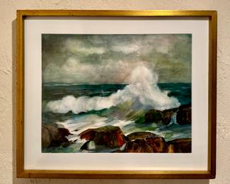 "Effect of Hurricane" Watercolor, Signed Anne Mario Bouvier