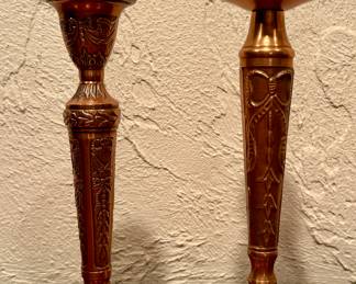 Embossed Copper Candlesticks