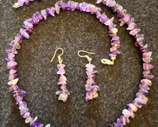 Tumbled Amethyst Necklace & Earrings