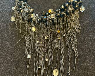 Blackened Metal Fringe Necklace