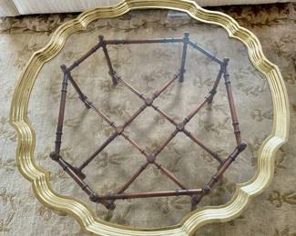 Chinoiserie Faux Bamboo & Glass Coffee Table