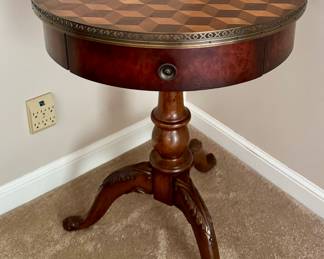 (2) Drum Tables with Reticulated Brass