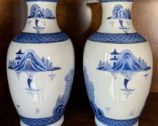 Old Canton Hand Painted Vases