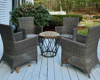 (4) Pier 1 Wicker Armchairs & Accent Table