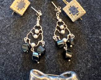 Sterling Silver Earrings & Pin