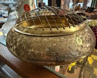 Large brass flower frog