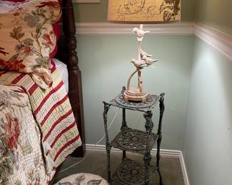 Iron plant stand and bird lamp 