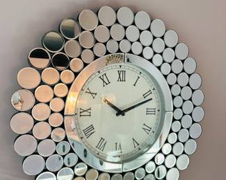Abbyson Radiance silver mirrored round wall clock