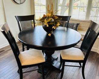 48" Black Kitchen Table with 4 chairs and 1 Leaf 