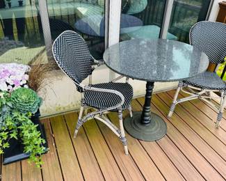 Frontgate Marble Table , Ratan Chairs 