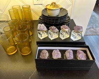 New Amethyst Glass Napkin Holders 