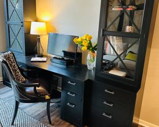Ethan Allen Desk, Display Cabinets and Media Cabinet 