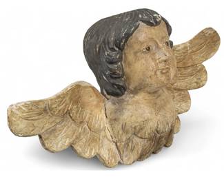 Antique Carved Wooden Cherub