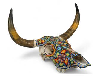Beaded Huichol Steer Skull