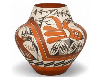 Large Acoma Olla with Parrots, Adrian Vallo