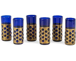 Set of 6 HandBlown Brutalist Style Glasses