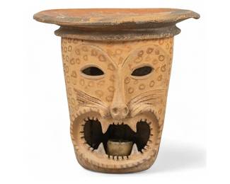 Large Stoneware Cheetah Face Lantern