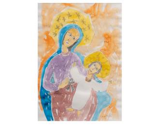 Brother Cletus Behlmann, Madonna and Child, watercolor