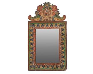 Spanish Colonial Painted Metal Mirror