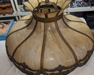 Vintage 10 Panel Slang Glass Ceiling Lamp