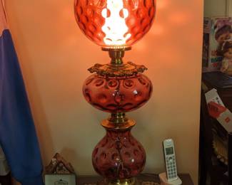 Fenton Cranberry Pink Glass Lamp