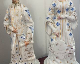 Pr 19th C European porcelain Lamps,  ready to be electrified.