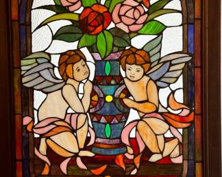 Two Baby Angel Stained Glass Window Dale Tiffany
