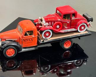 1941 Chevy flatbed Truck & 1932 Chevy Roaster Fire Chief Car Set