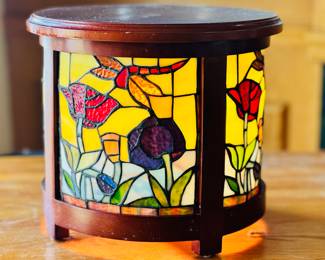 Stained Glass Dragonfly Flowers Cottage 4 Panel Wood Dale Tiffany