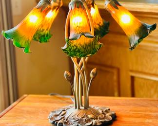 Dale Tiffany Amber/Green Pond Lilly 5 Light