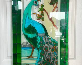Peacock Tiffany Window Panel