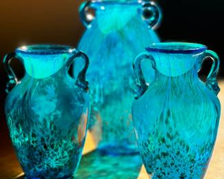 Dale Tiffany Blue Glass Vases