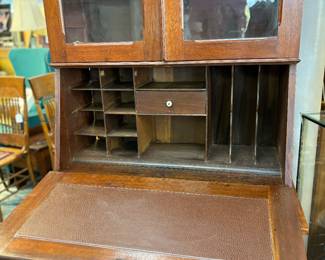 Beautiful Victorian drop front desk and bookcase/display. Excellent condition.  Original glass