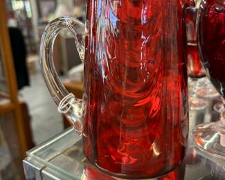 Beautiful Red Pitcher with clear handle