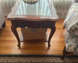 . . . glass-topped end table