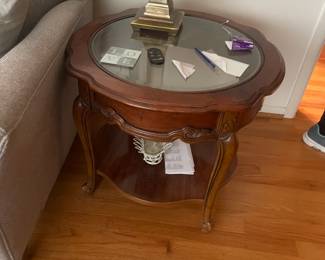 . . . nice glass-topped end table