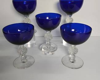 Morgantown Cobalt Ritz Champagne Glasses