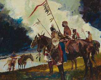 27
Neil Boyle
1931-2006
Native Americans on horseback
Oil on canvas
Signed lower right: Boyle
48" H x 60" W
Estimate: $4,000 - $6,000