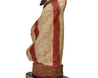 9
Harry Andrew Jackson
1924-2011
"Sacagawea II," 1980
Cold-painted bronze on a stone plinth
Signed and dated in the casting and again in paint: © Harry Jackson; with foundry pastille applied: WFS Italia; further marked in a cartouche with artist's fingerprint; further incised: SAIIP 38P; titled to metal plaque
Bronze: 17.875" H x 8.75" W x 6.25" D; Overall: 20" H x 9.125" W x 7" D
Estimate: $1,000 - $2,000