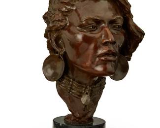 33
Ulysses Grant Speed
1930-2011
"The Captive," 1989
Patinated bronze on a stone plinth
Edition: 11/30
Signed, numbered, and dated in the casting: UG Speed / © 1989 / CA
Bronze: 11.25" H x 7.875" W x 8.25" D; Overall: 13.5" H
Estimate: $800 - $1,200