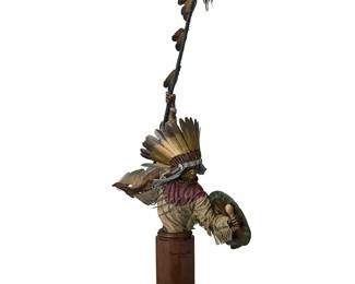 41
Dave McGary
1958-2013
"Battle of Two Hearts," 2001
Patinated and cold-painted bronze on a rotating base
Edition: 8/75
Signed, dated, and numbered in the casting: Dave McGary / 01; titled to base
Bronze: 29" H x 19" W x 6.5" D; With base: 35.75" H x 19" W x 10" D
Estimate: $2,500 - $3,500